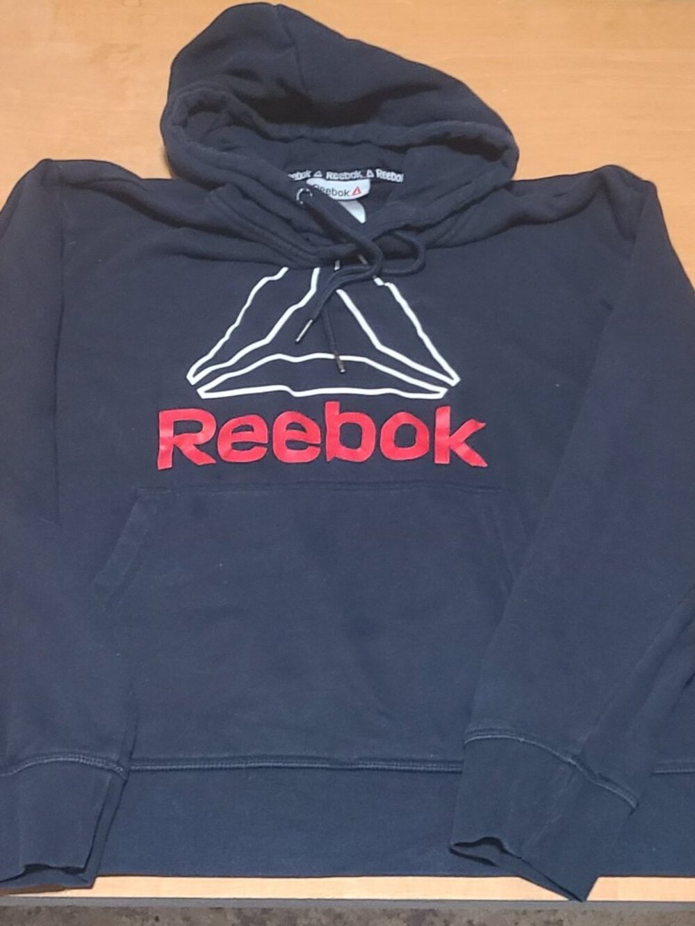 Reebok Men's Navy Pullover Hoodie with Logo, Size L